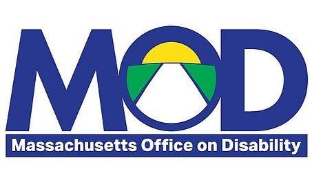 A white background shows the MOD logo, the “O” shows a road that goes onwards towards a sunset, underneath are the words, “Massachusetts Office on Disability”