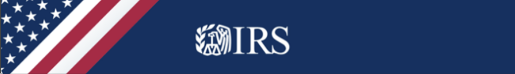 IRS with american flag on the left of banner