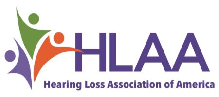 An image of the HLAA logo, the letters HLAA is prominently centered in front of the white background next to a green, orange, and purple image of people cheering.