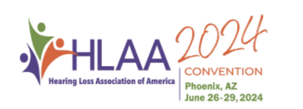 HLAA 2024 convention logo on white background. Phoenix AZ, June 26-29, 2024 in green text.