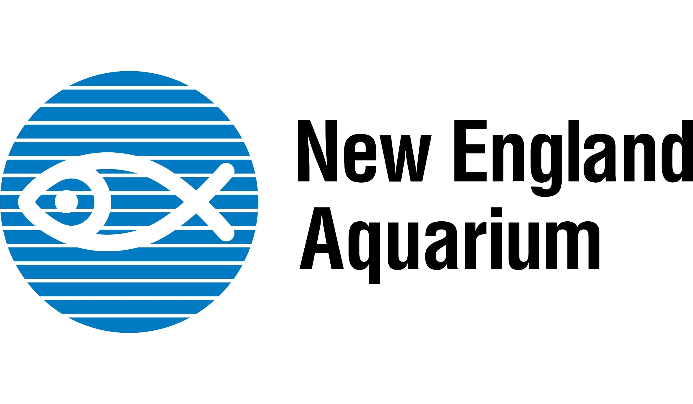 Logo of the New England Aquarium with a blue striped circle with a white outlined fish icon in the middle. Logo of the New England Aquarium with a blue striped circle with a white outlined fish icon in the middle.